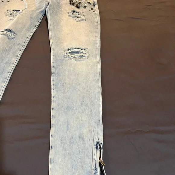 Guess Marilyn 3 Zip skinny low jeans with jewelry. Size 31 - Picture 4 of 8